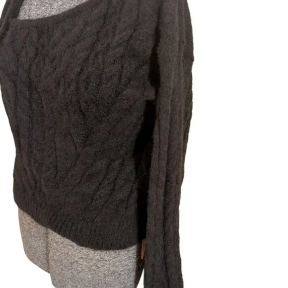 NWT Wild Fable Dark Gray One Shoulder Cable Knit Sweater L - Picture 2 of 8